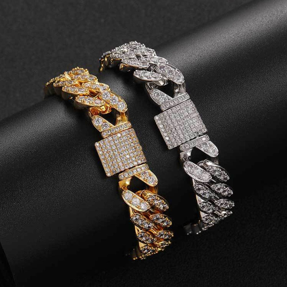 Men’s Full Iced Cuban Link Bracelet – CZ Pavé Hip Hop Style
