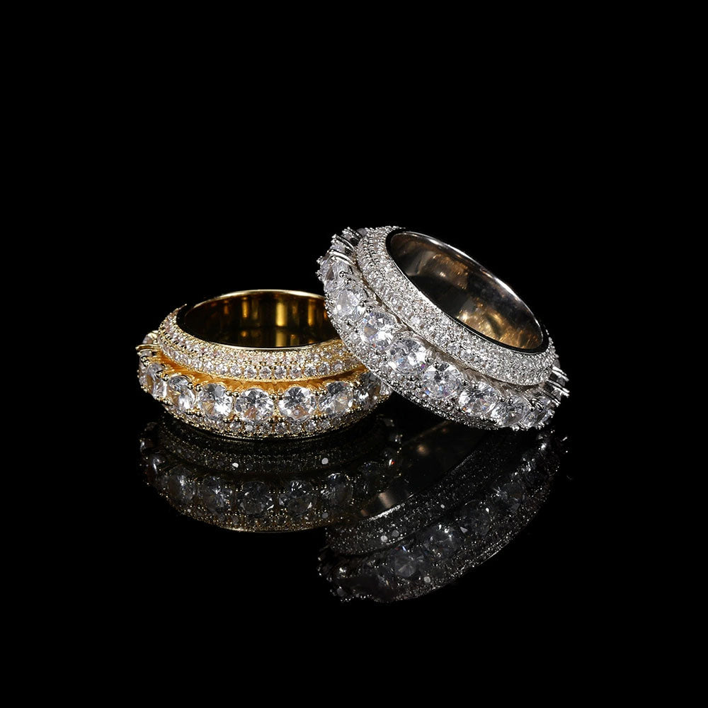 Men’s Full Iced Spinner Ring – Hip Hop Style