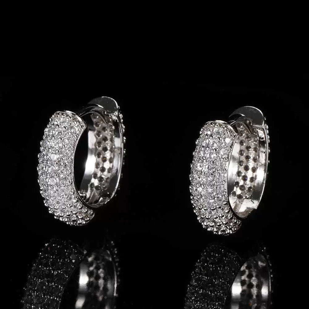 Men’s Iced Hoop Earrings – CZ Pavé Hip Hop Huggie Hoops
