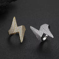 Men’s Iced Lightning Bolt Ring – CZ Pavé Hip Hop Statement Ring