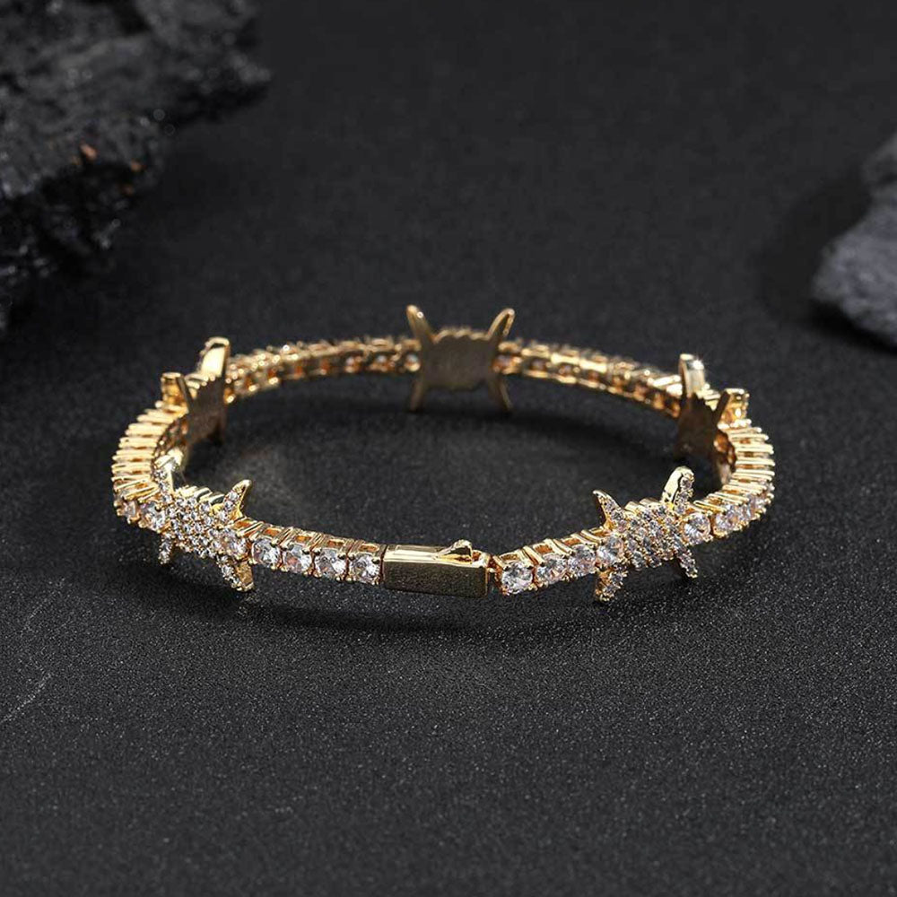 Men’s Iced Thorns Tennis Bracelet – CZ Pavé Hip Hop Chain
