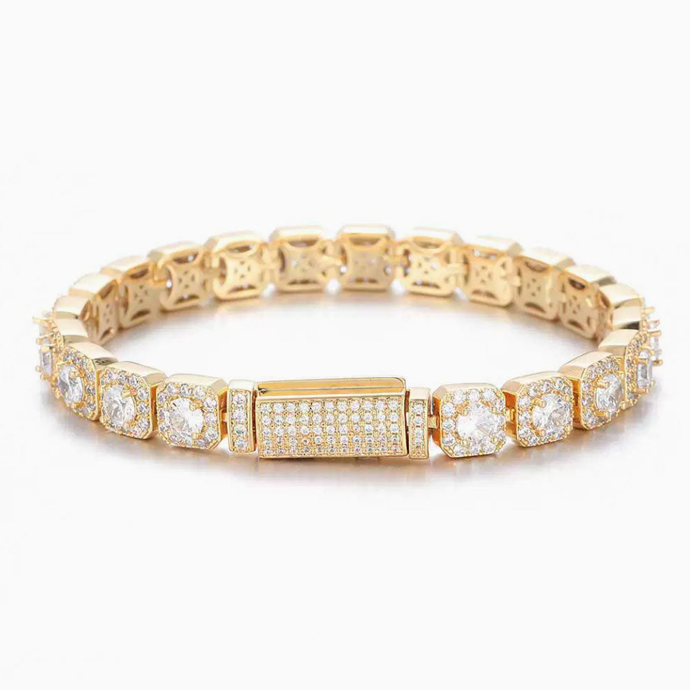 Men’s Square CZ Tennis Bracelet – Iced Out Hip Hop 7mm