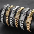 Men’s Stainless Steel Cuban Link Bracelet | CZ-Inlaid Clasp 6mm-18mm