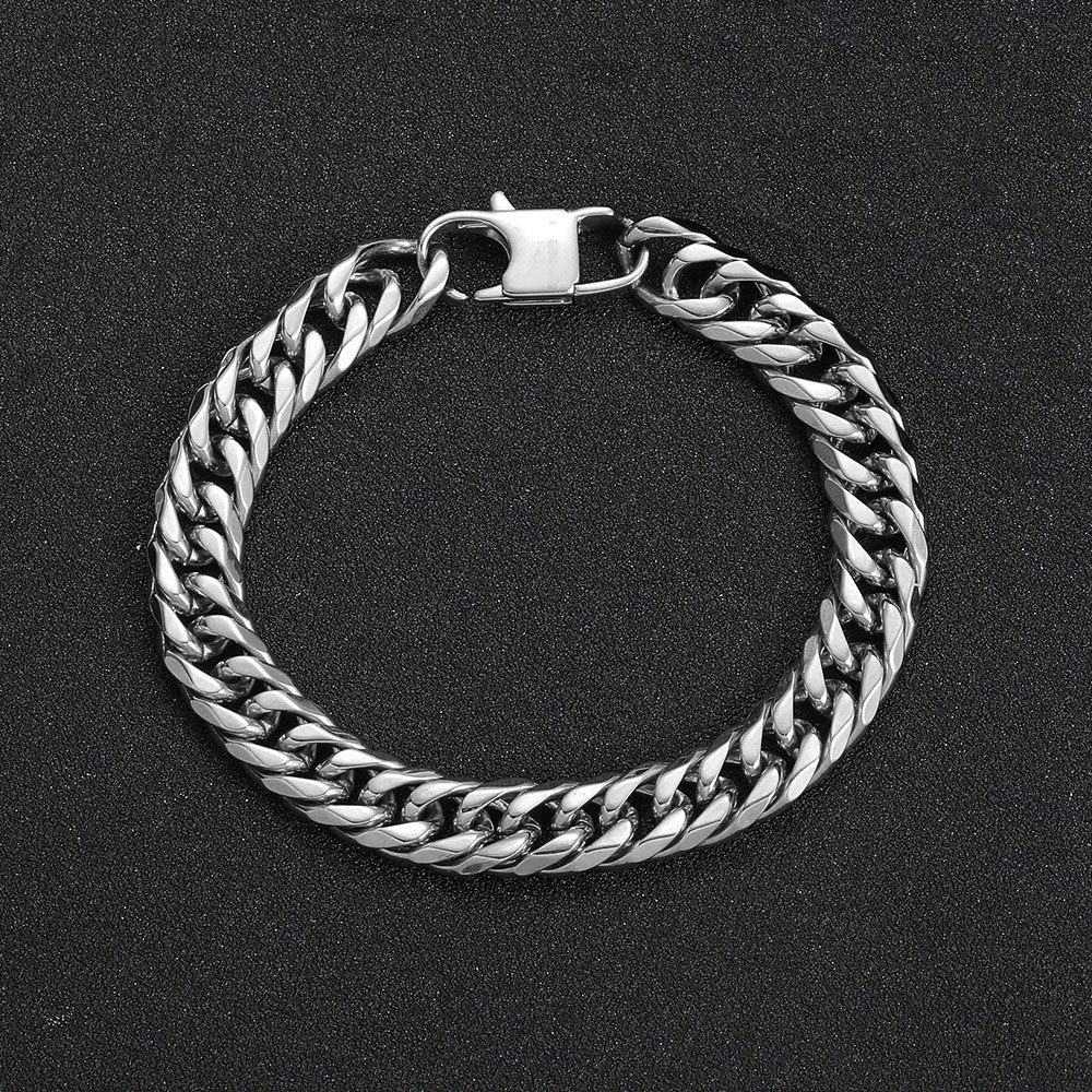 Men’s Stainless Steel Double Cuban Link Bracelet 7mm-9mm