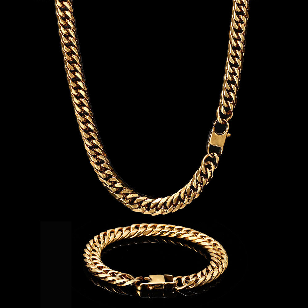 Men’s Stainless Steel Double Cuban Link Chain 7mm-9mm