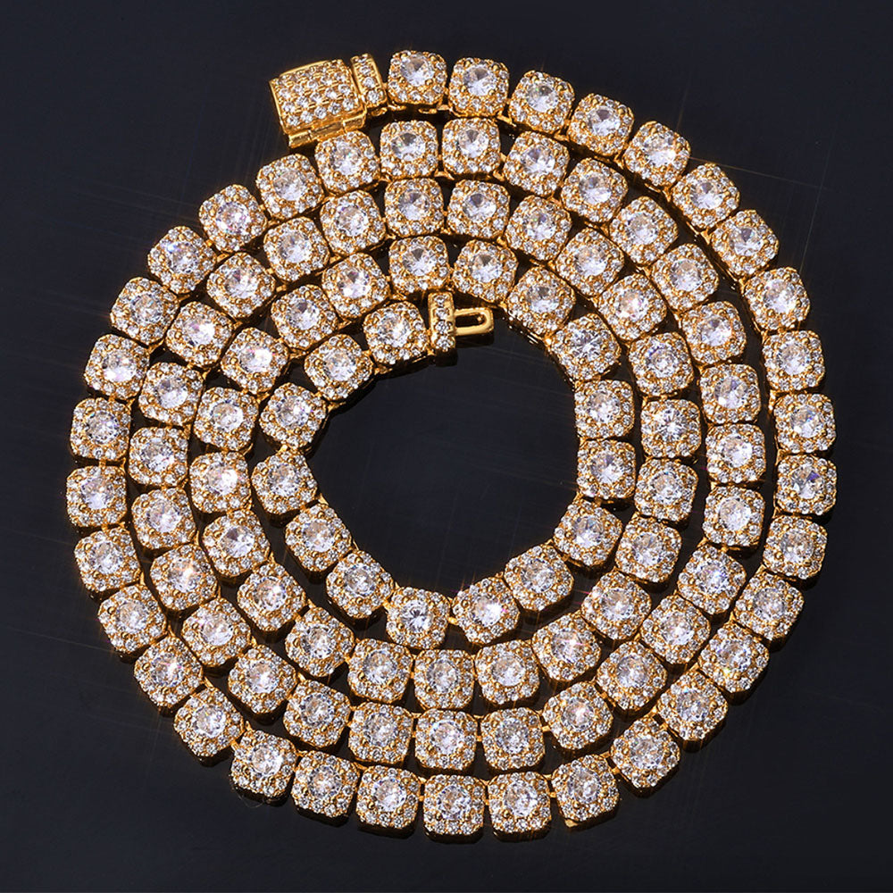 Men’s 5mm Square CZ Tennis Chain Necklace – Iced Hip Hop Style