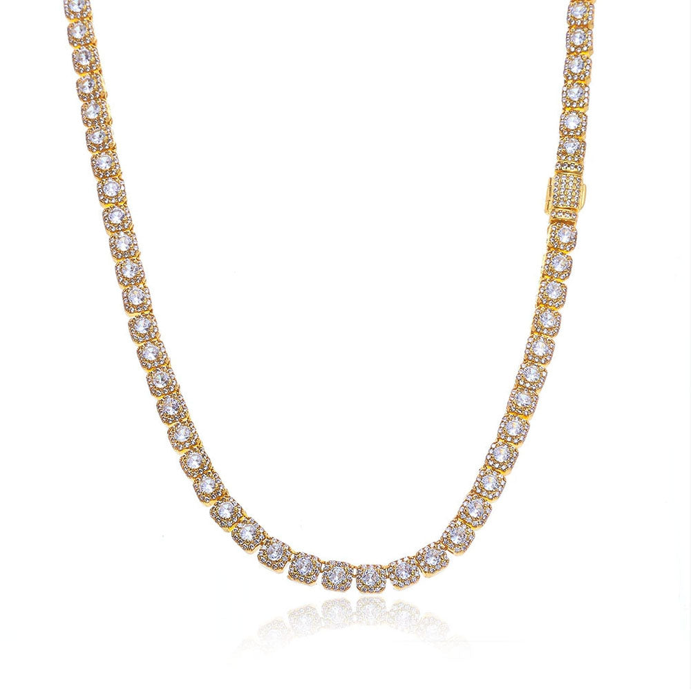 Men’s 5mm Square CZ Tennis Chain Necklace – Iced Hip Hop Style