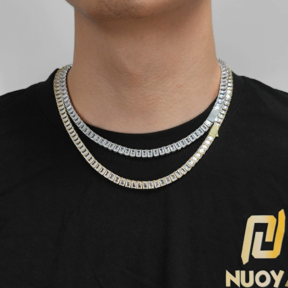 Men’s Baguette CZ Tennis Chain Necklace