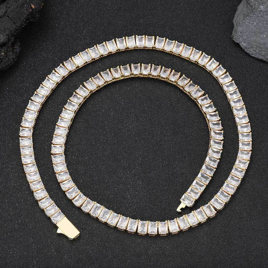 Men’s Baguette CZ Tennis Chain Necklace
