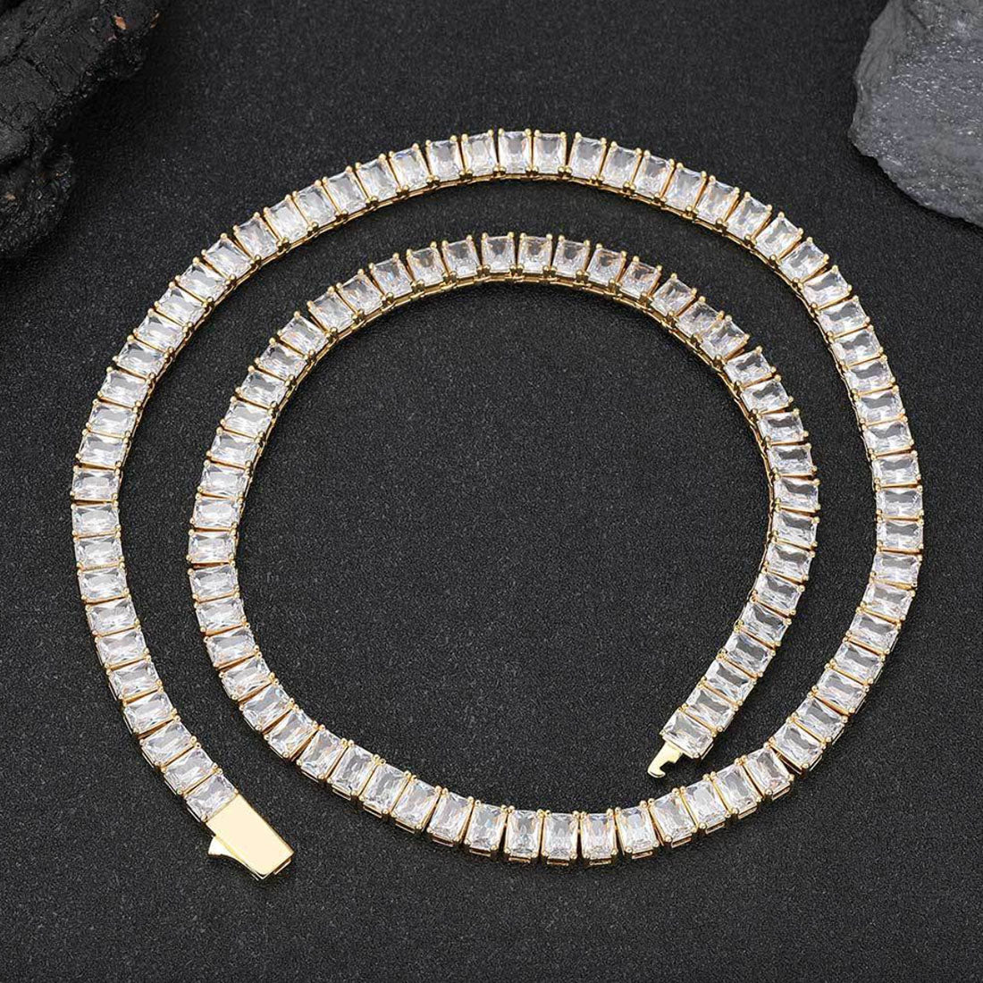 Men’s Baguette CZ Tennis Chain Necklace
