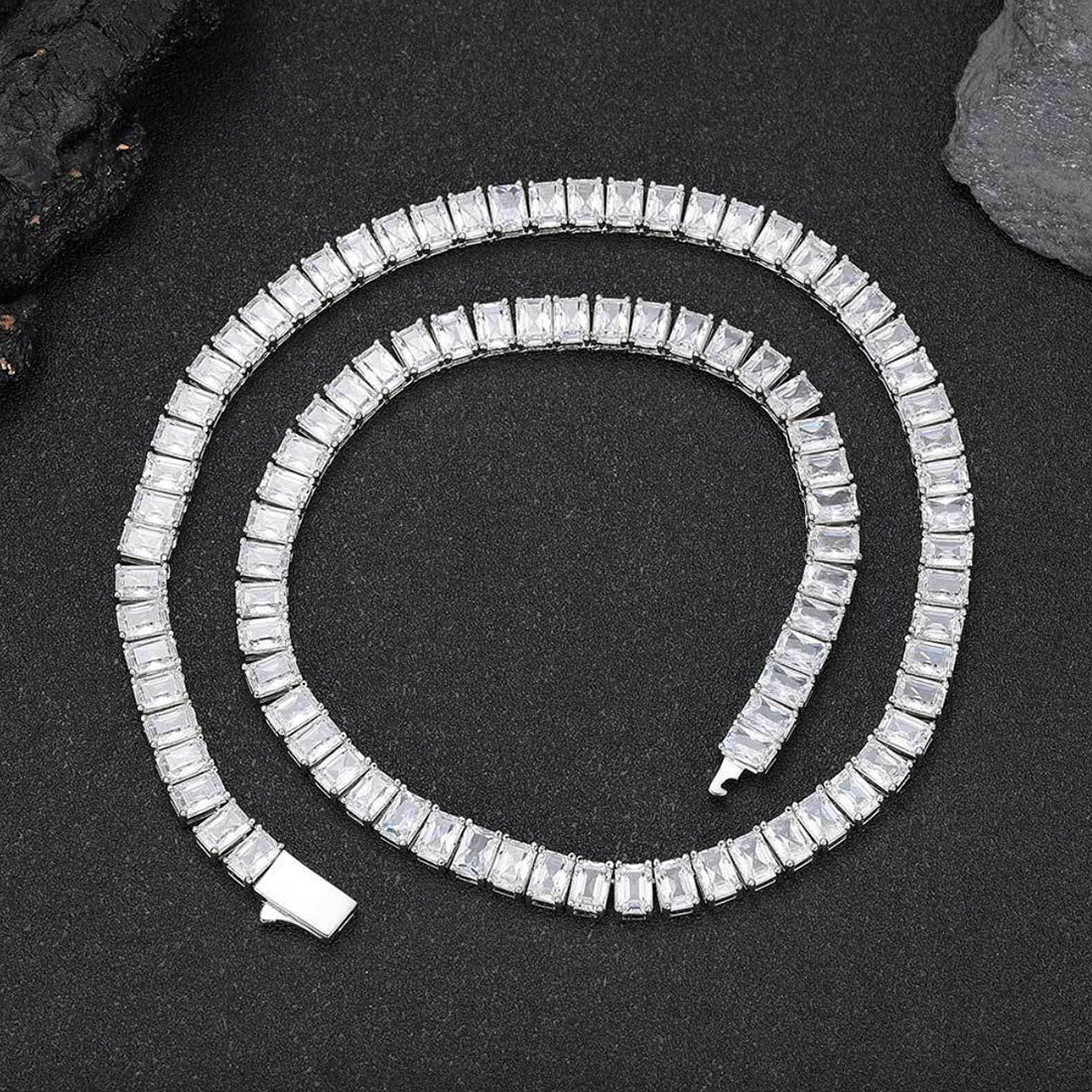 Men’s Baguette CZ Tennis Chain Necklace