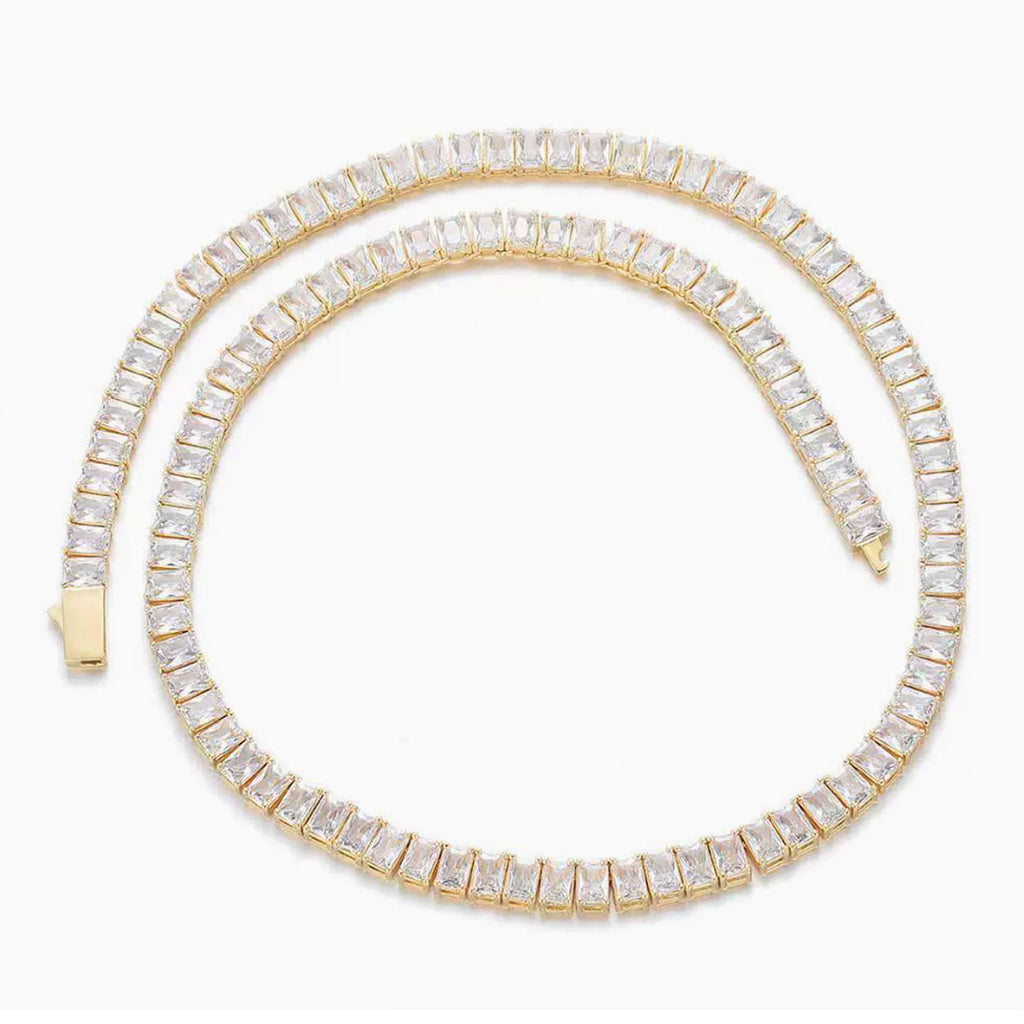 Men’s Baguette CZ Tennis Chain Necklace