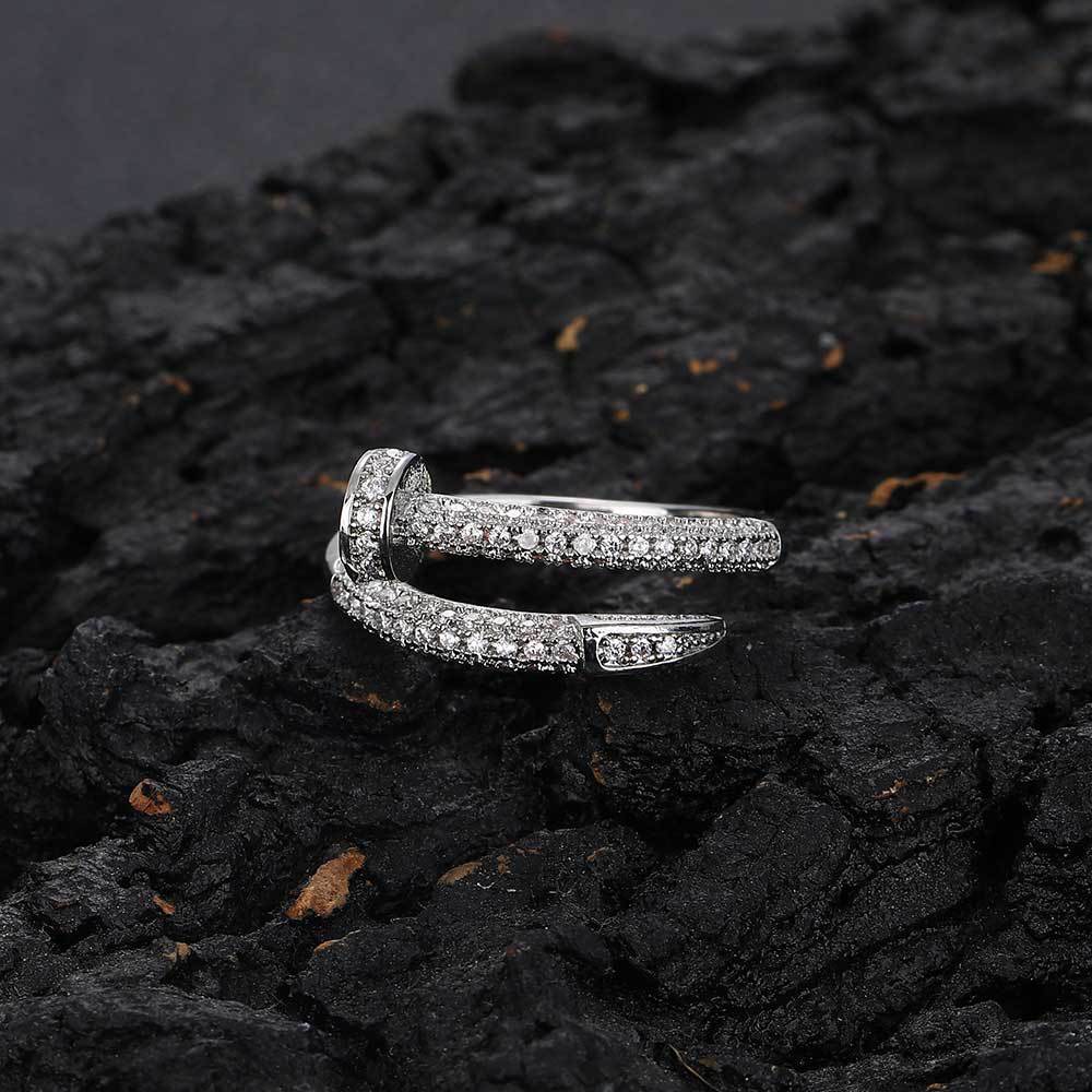 Men’s CZ Pavé Nail Ring – Hip Hop Style