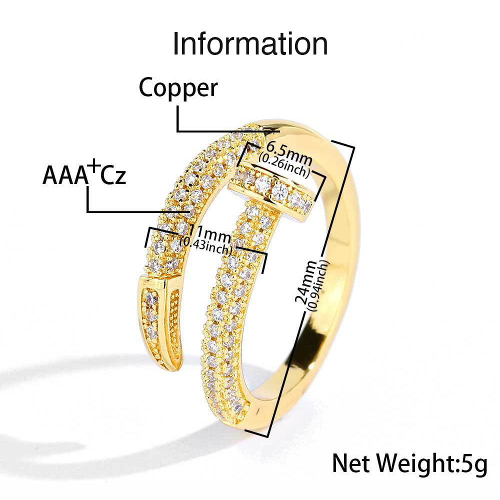 Men’s CZ Pavé Nail Ring – Hip Hop Style