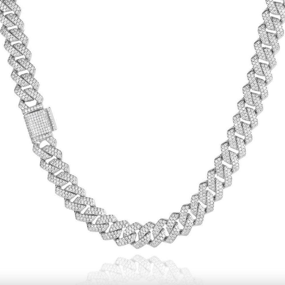Men’s Cuban Link Chain Necklace – Full CZ Iced Out 10mm-12mm