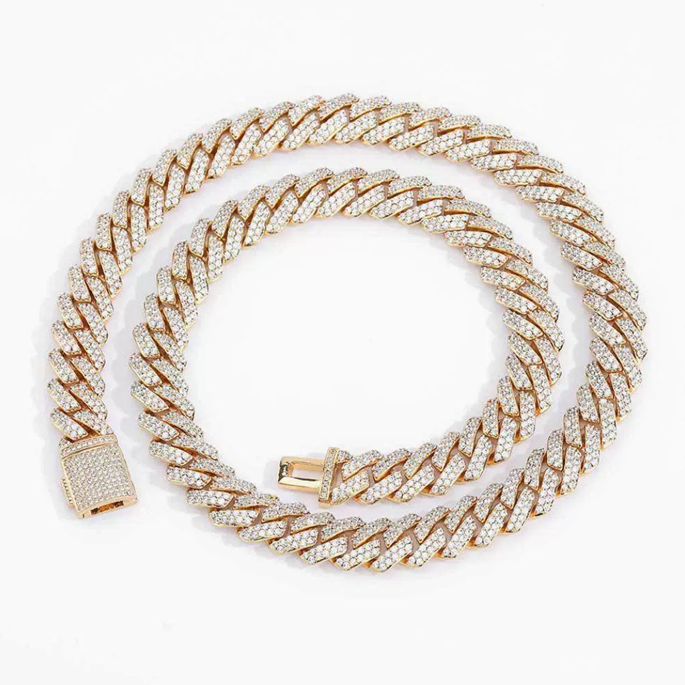 Men’s Cuban Link Chain Necklace – Full CZ Iced Out 10mm-12mm