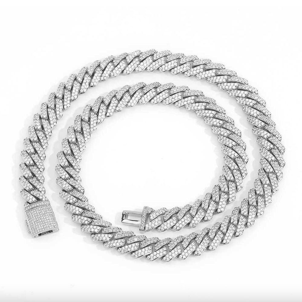 Men’s Cuban Link Chain Necklace – Full CZ Iced Out 10mm-12mm