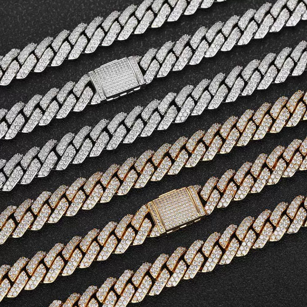 Men’s Cuban Link Chain Necklace – Full CZ Iced Out 10mm-12mm