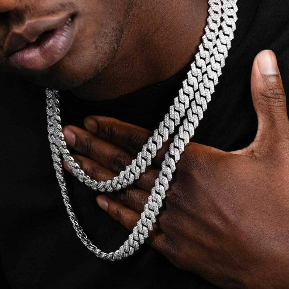 Men’s Cuban Link Chain Necklace – Full CZ Iced Out 10mm-12mm