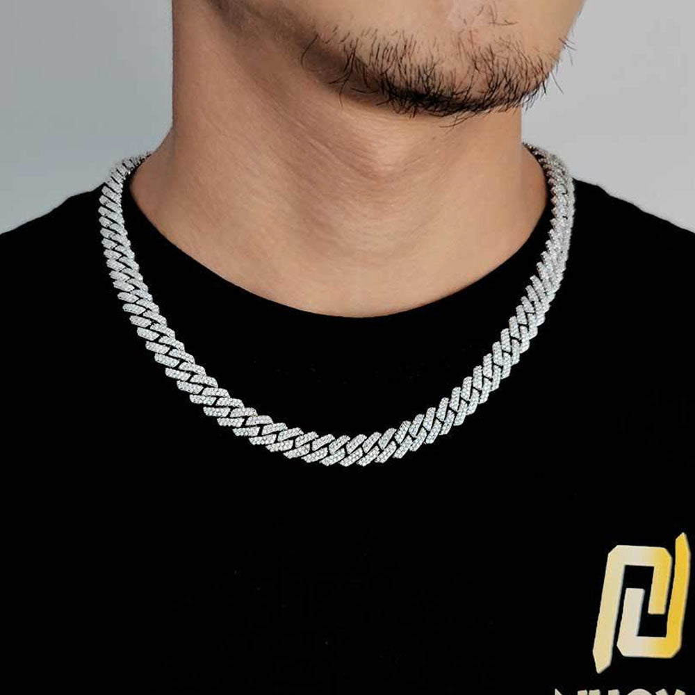 Men’s Cuban Link Chain Necklace – Full CZ Iced Out 10mm-12mm