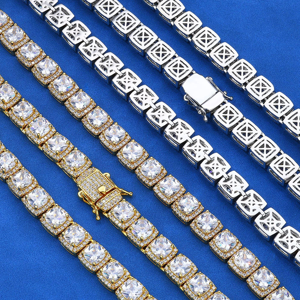 Men’s Cushion Cut Halo Tennis Bracelet – Iced CZ Hip Hop Style