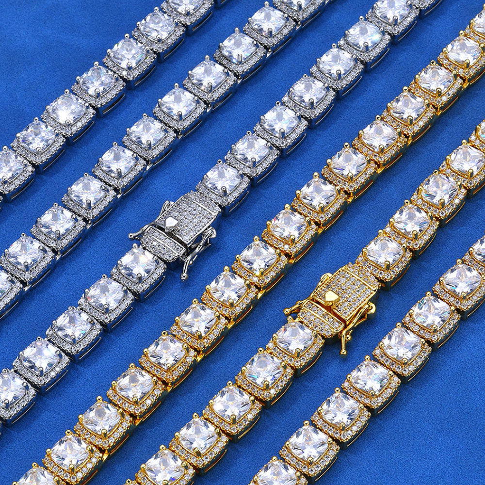 Men’s Cushion Cut Halo Tennis Bracelet – Iced CZ Hip Hop Style