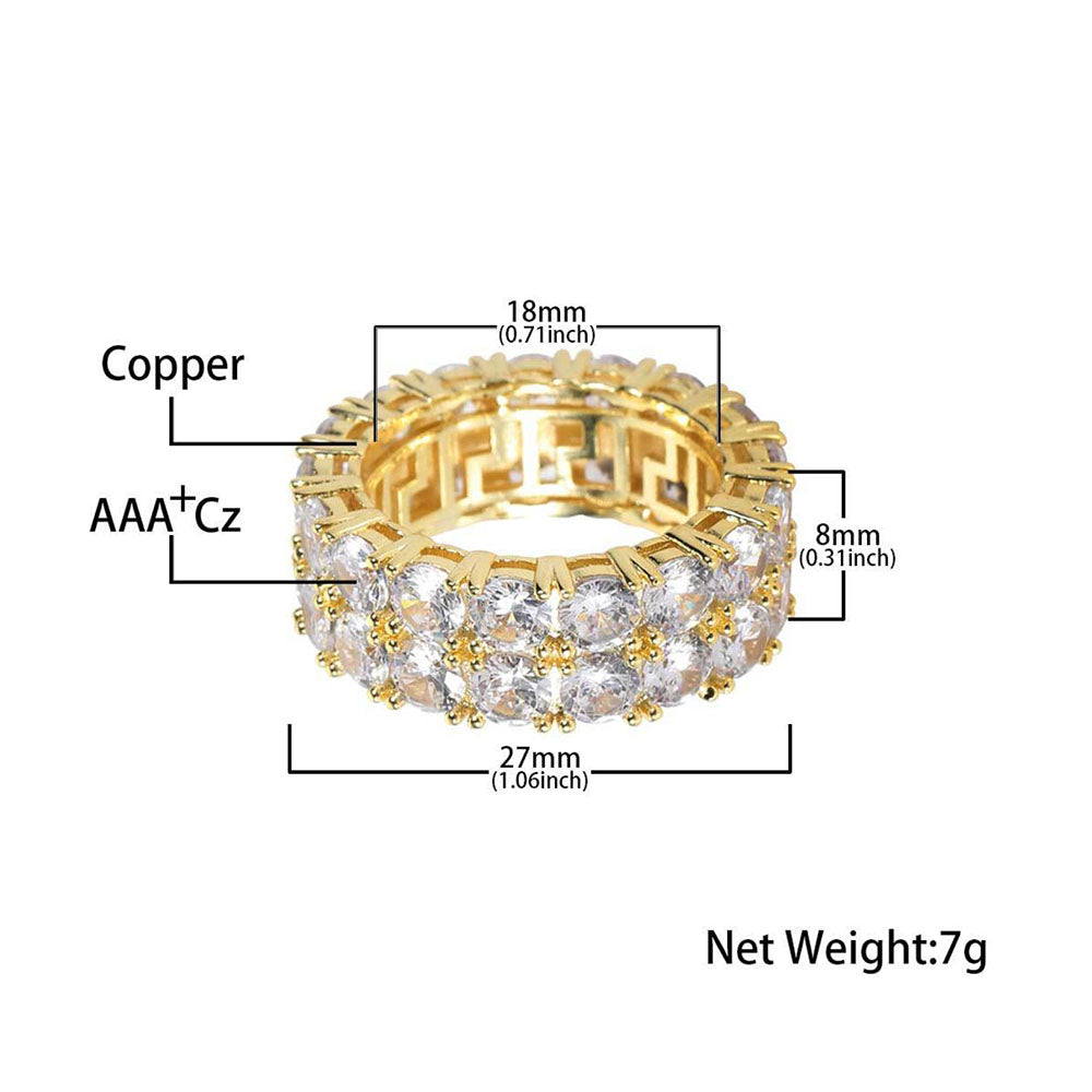 Men’s Double Row CZ Eternity Ring – Iced Round Cut Band