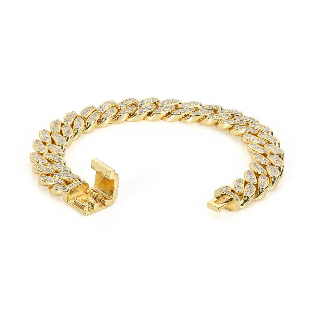 Men’s Full Iced Cuban Link Bracelet – CZ Pavé Hip Hop Style