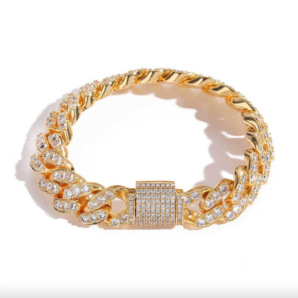Men’s Full Iced Cuban Link Bracelet – CZ Pavé Hip Hop Style