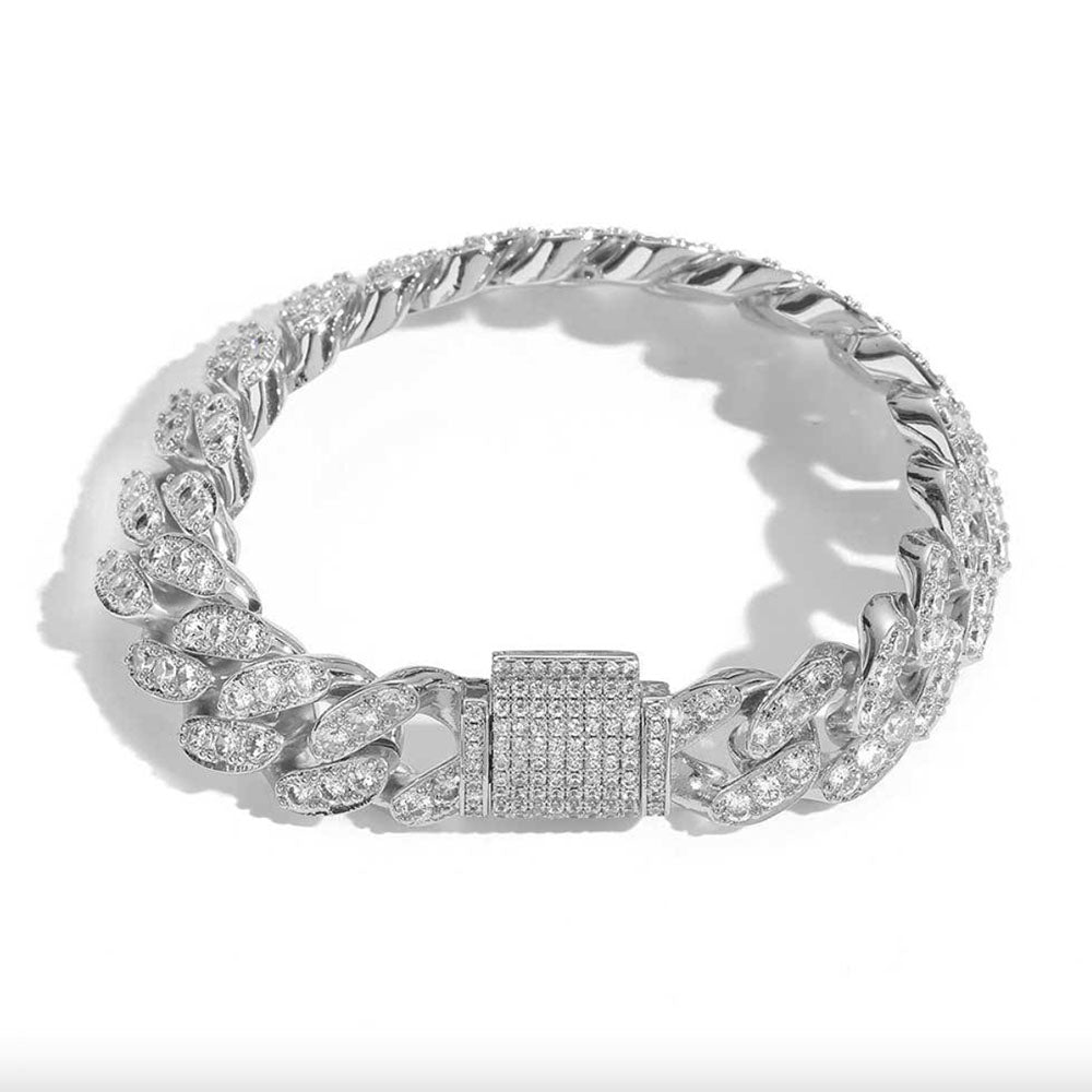 Men’s Full Iced Cuban Link Bracelet – CZ Pavé Hip Hop Style