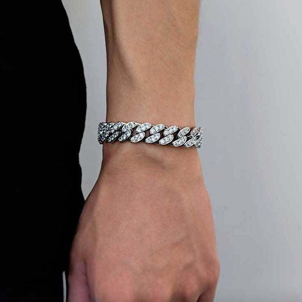 Men’s Full Iced Cuban Link Bracelet – CZ Pavé Hip Hop Style