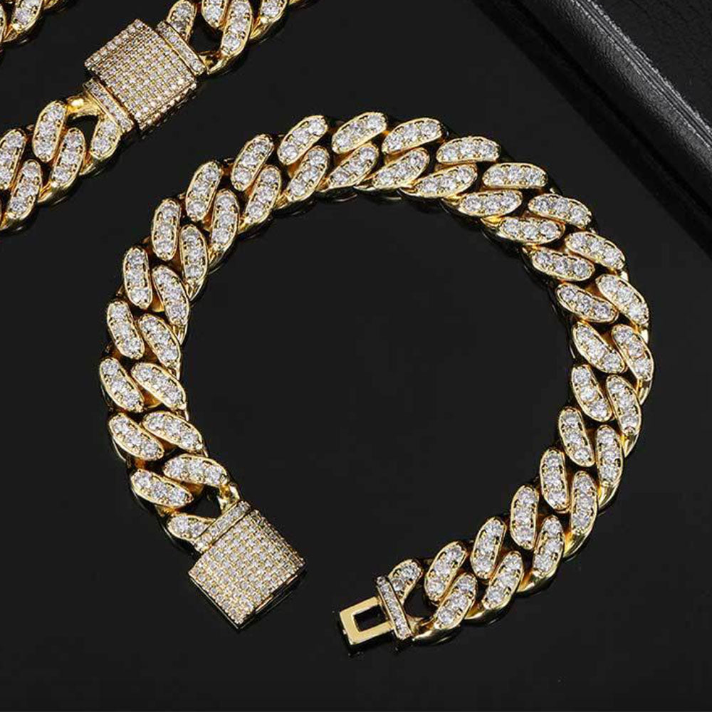 Men’s Full Iced Cuban Link Bracelet – CZ Pavé Hip Hop Style