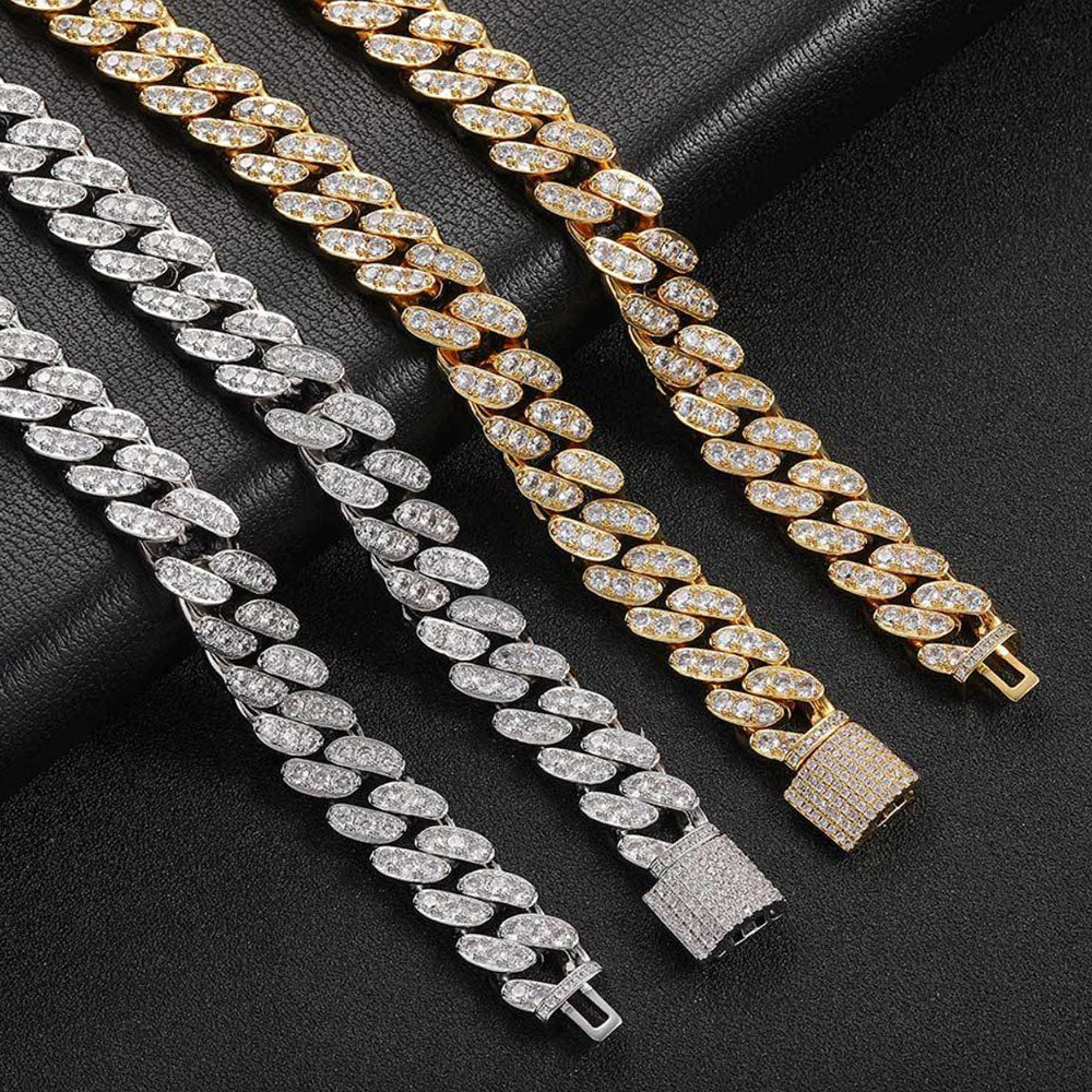 Men’s Full Iced Cuban Link Chain – CZ Pavé Hip Hop Style 12mm