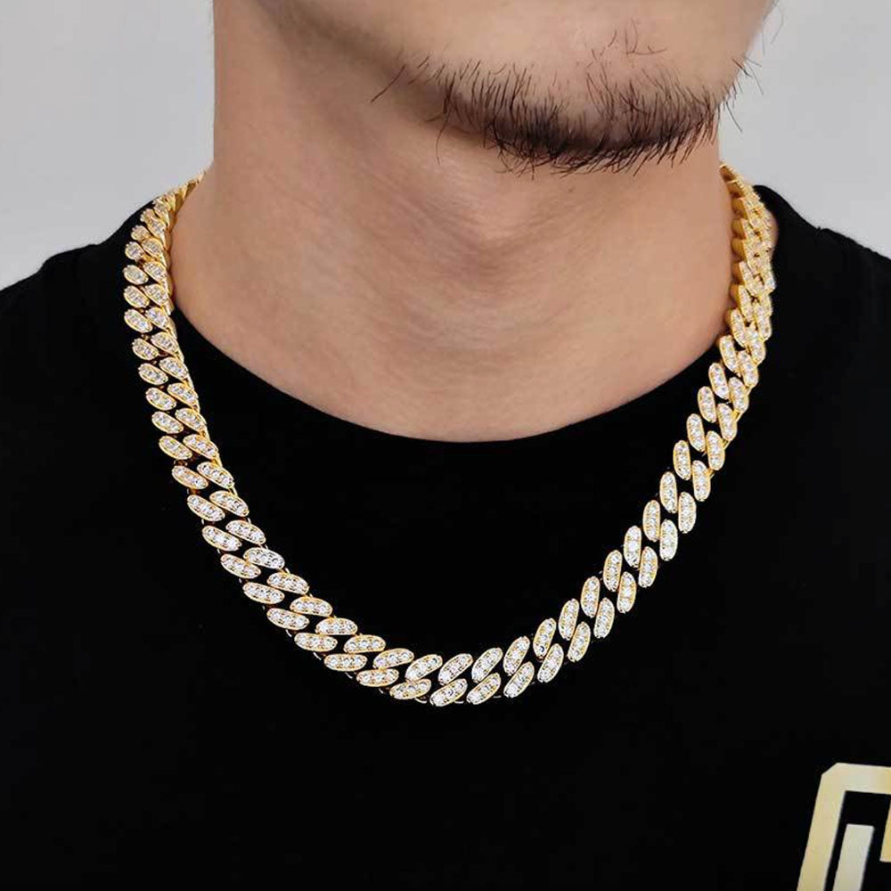 Men’s Full Iced Cuban Link Chain – CZ Pavé Hip Hop Style 12mm