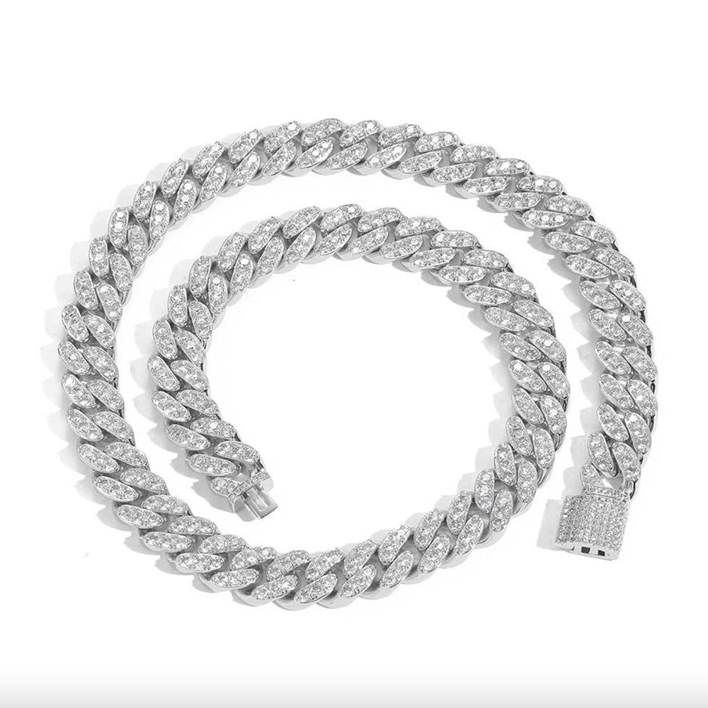 Men’s Full Iced Cuban Link Chain – CZ Pavé Hip Hop Style 12mm