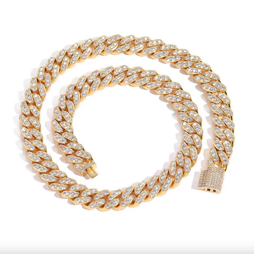 Men’s Full Iced Cuban Link Chain – CZ Pavé Hip Hop Style 12mm