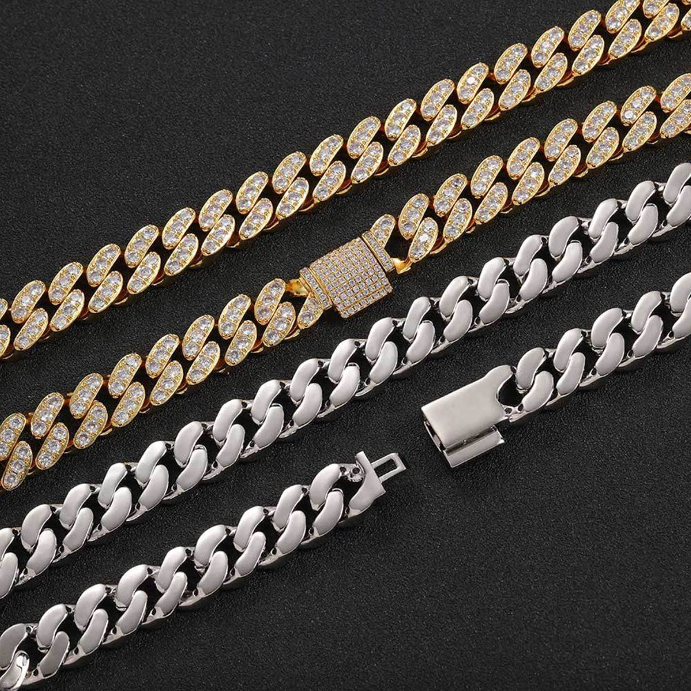 Men’s Full Iced Cuban Link Chain – CZ Pavé Hip Hop Style 12mm