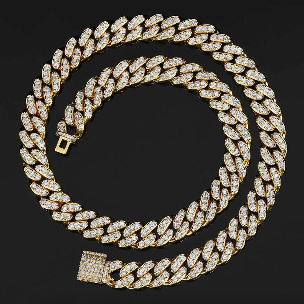 Men’s Full Iced Cuban Link Chain – CZ Pavé Hip Hop Style 12mm