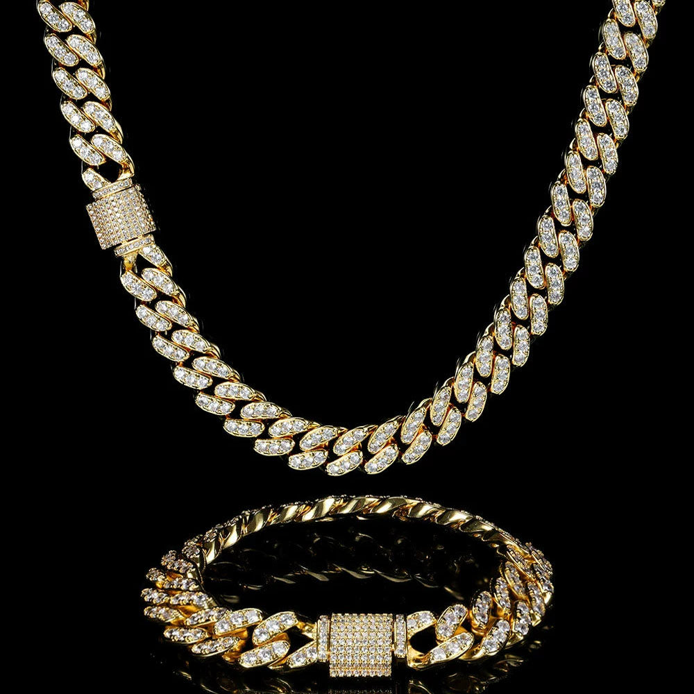 Men’s Full Iced Cuban Link Chain – CZ Pavé Hip Hop Style 12mm