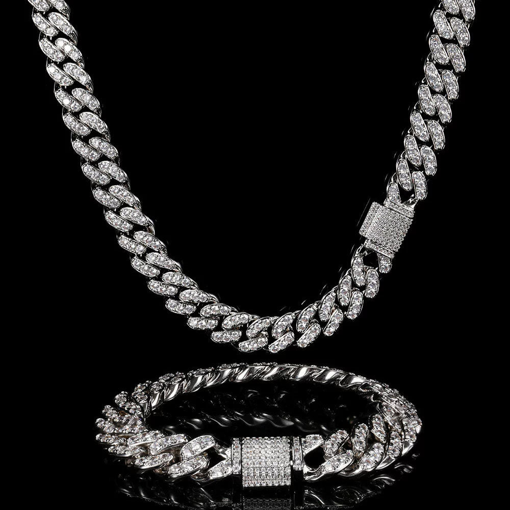 Men’s Full Iced Cuban Link Chain – CZ Pavé Hip Hop Style 12mm