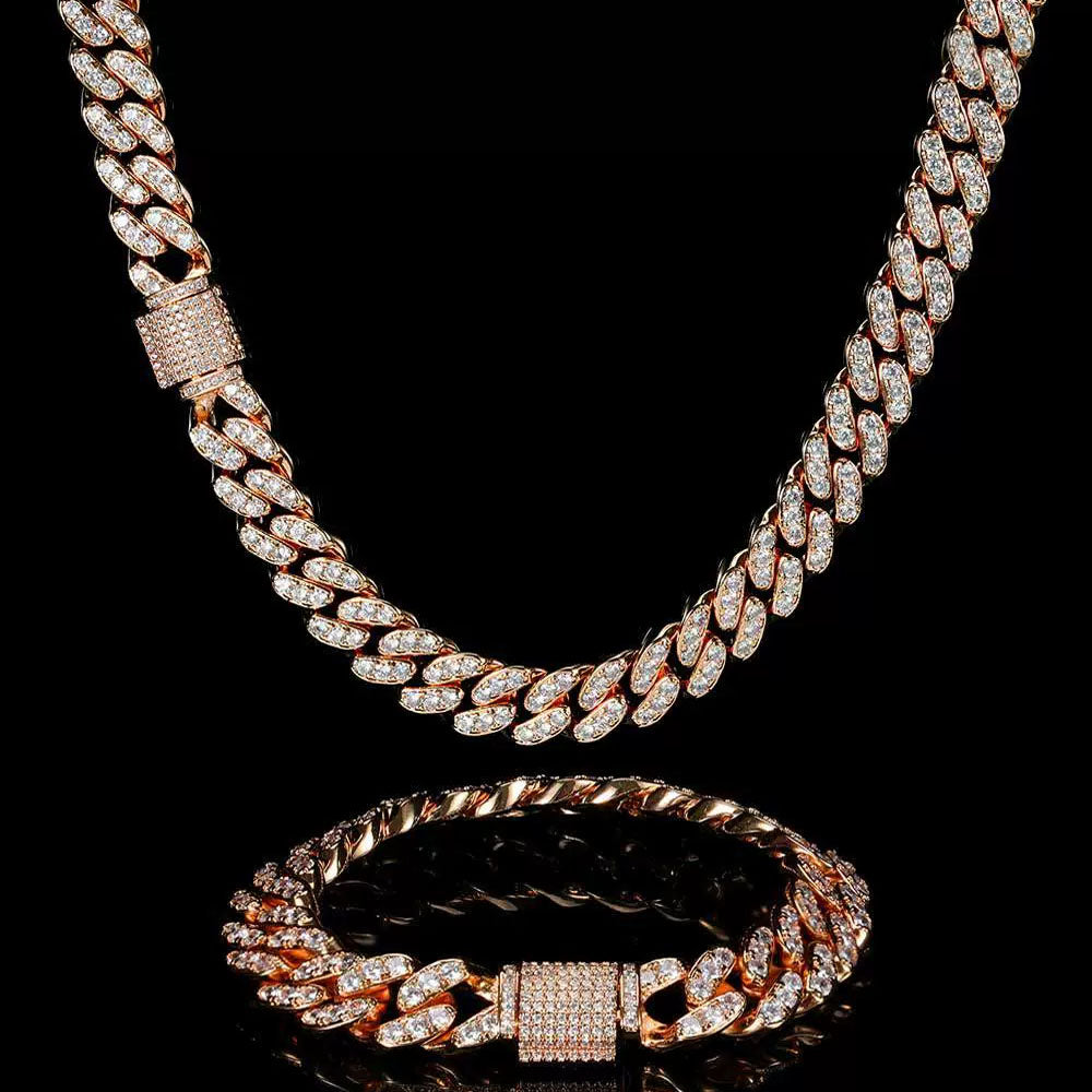 Men’s Full Iced Cuban Link Chain – CZ Pavé Hip Hop Style 12mm