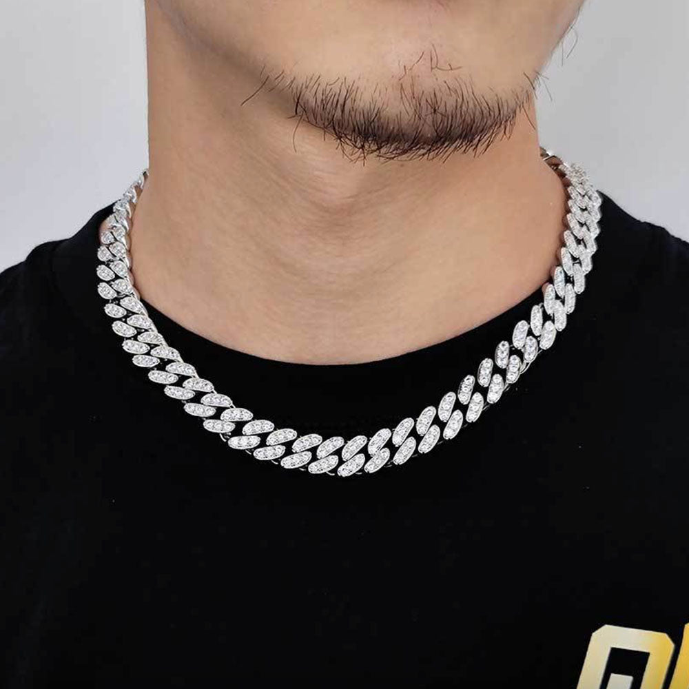 Men’s Full Iced Cuban Link Chain – CZ Pavé Hip Hop Style 12mm