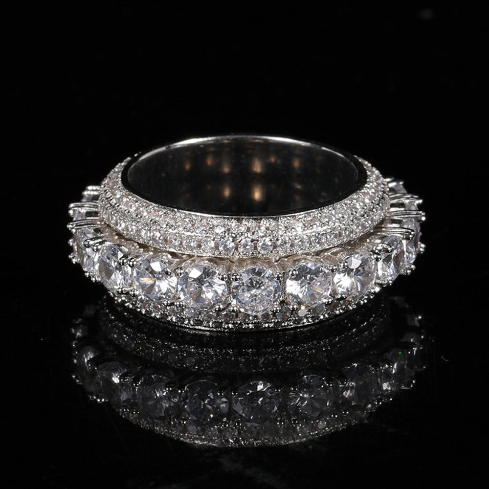Men’s Full Iced Spinner Ring – Hip Hop Style