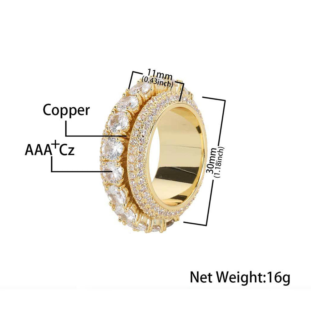 Men’s Full Iced Spinner Ring – Hip Hop Style