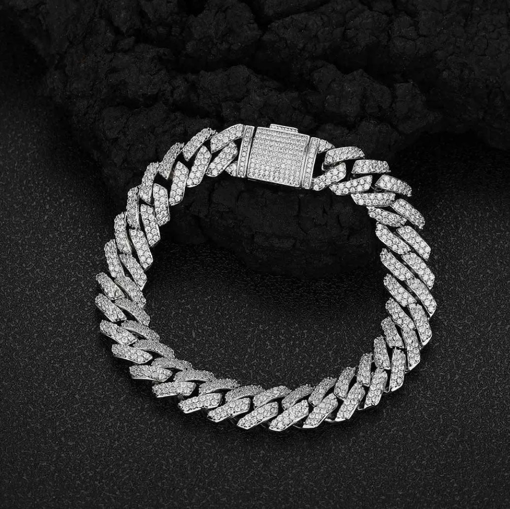 Men’s Iced Cuban Link Bracelet – CZ Hip Hop Style 10mm-12mm