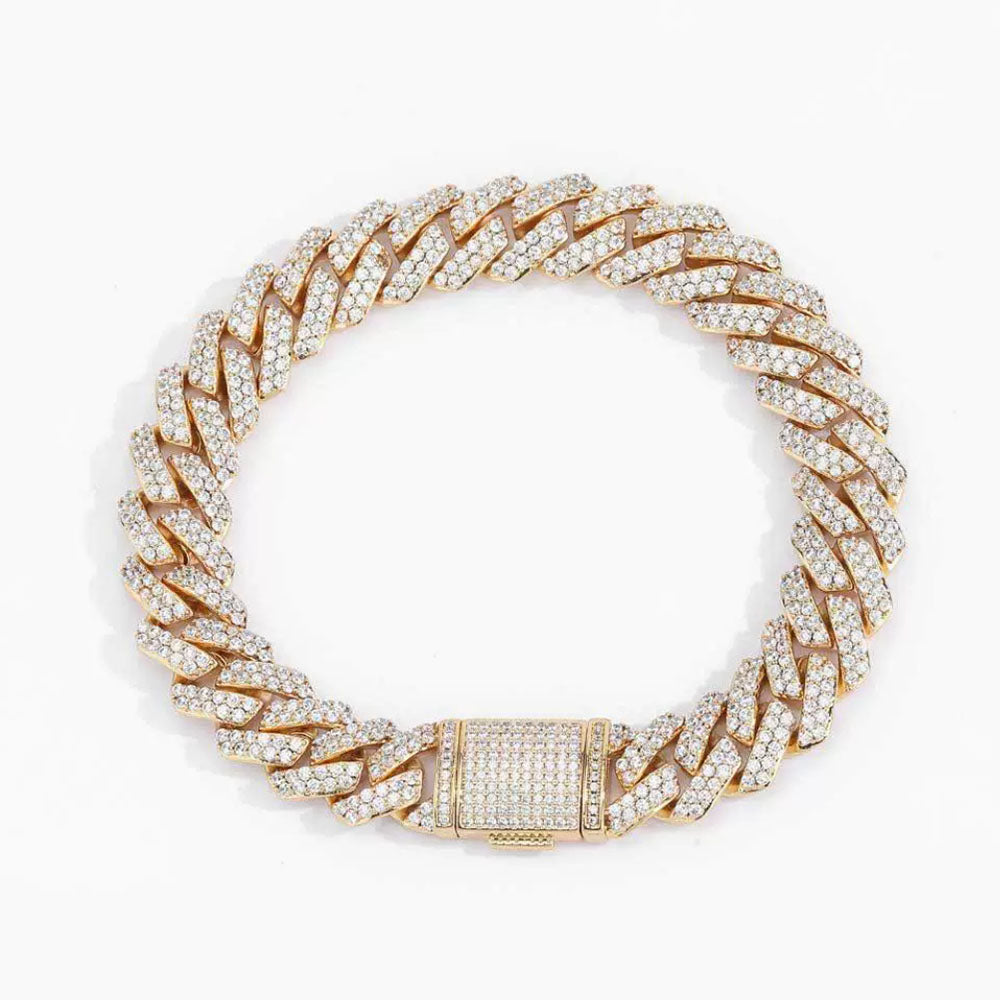 Men’s Iced Cuban Link Bracelet – CZ Hip Hop Style 10mm-12mm