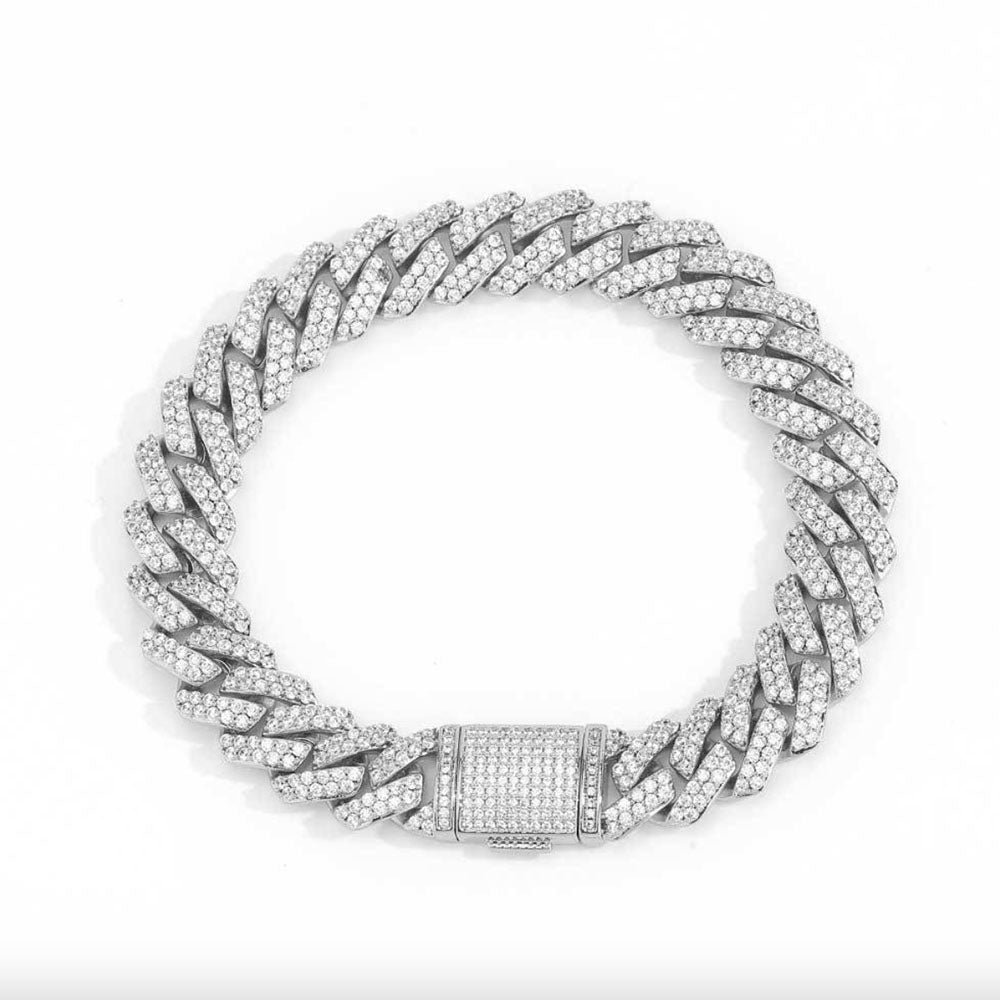 Men’s Iced Cuban Link Bracelet – CZ Hip Hop Style 10mm-12mm