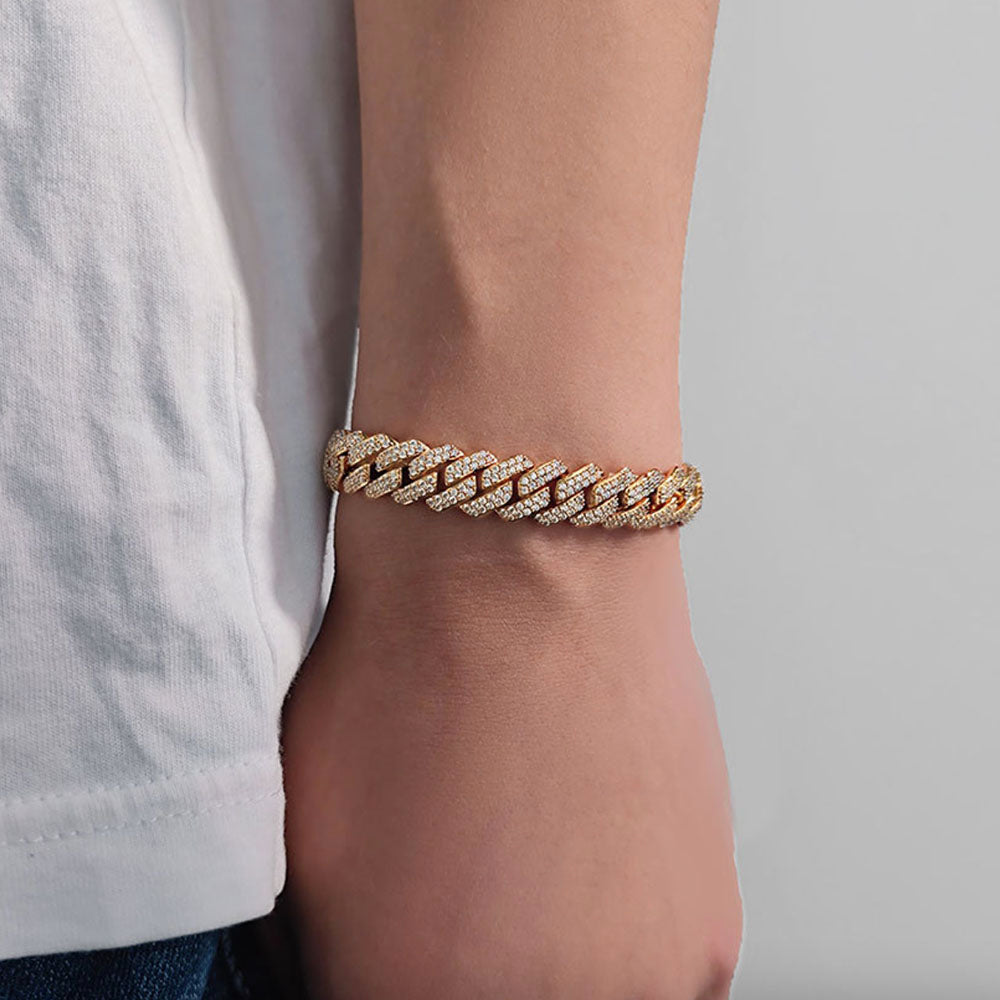 Men’s Iced Cuban Link Bracelet – CZ Hip Hop Style 10mm-12mm