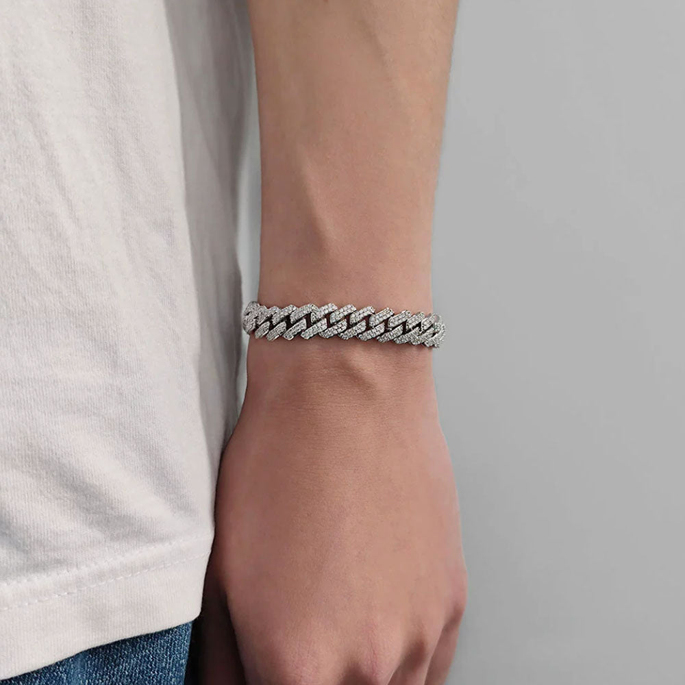 Men’s Iced Cuban Link Bracelet – CZ Hip Hop Style 10mm-12mm
