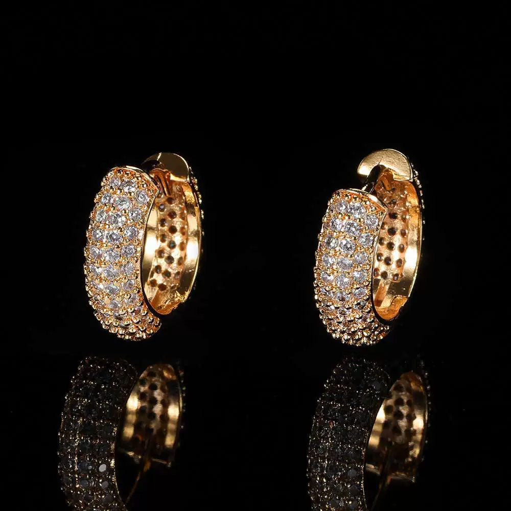 Men’s Iced Hoop Earrings – CZ Pavé Hip Hop Huggie Hoops
